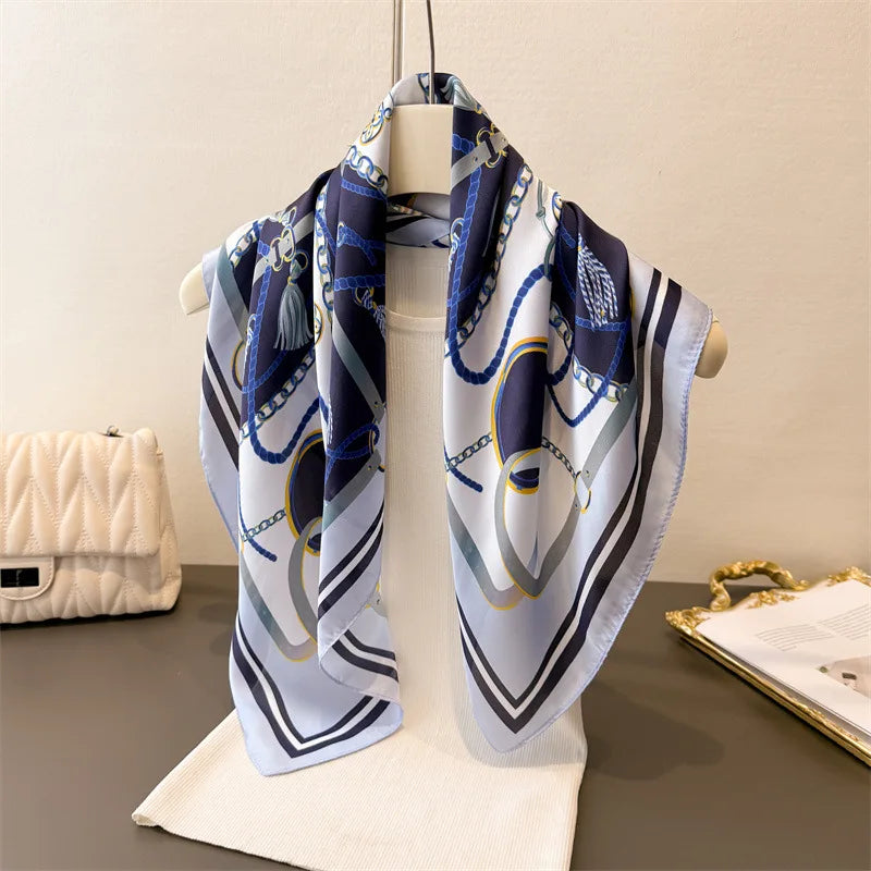 2025 New Paisley Print Silk Scarf for Women Square Hijab Soft Neck Tie Female Fashion Decoration Silk Headscarf 70*70cm Kerchief