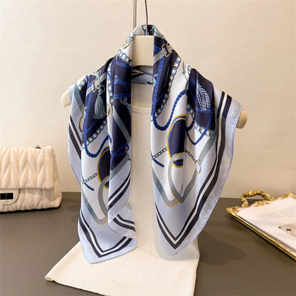2025 New Paisley Print Silk Scarf for Women Square Hijab Soft Neck Tie Female Fashion Decoration Silk Headscarf 70*70cm Kerchief