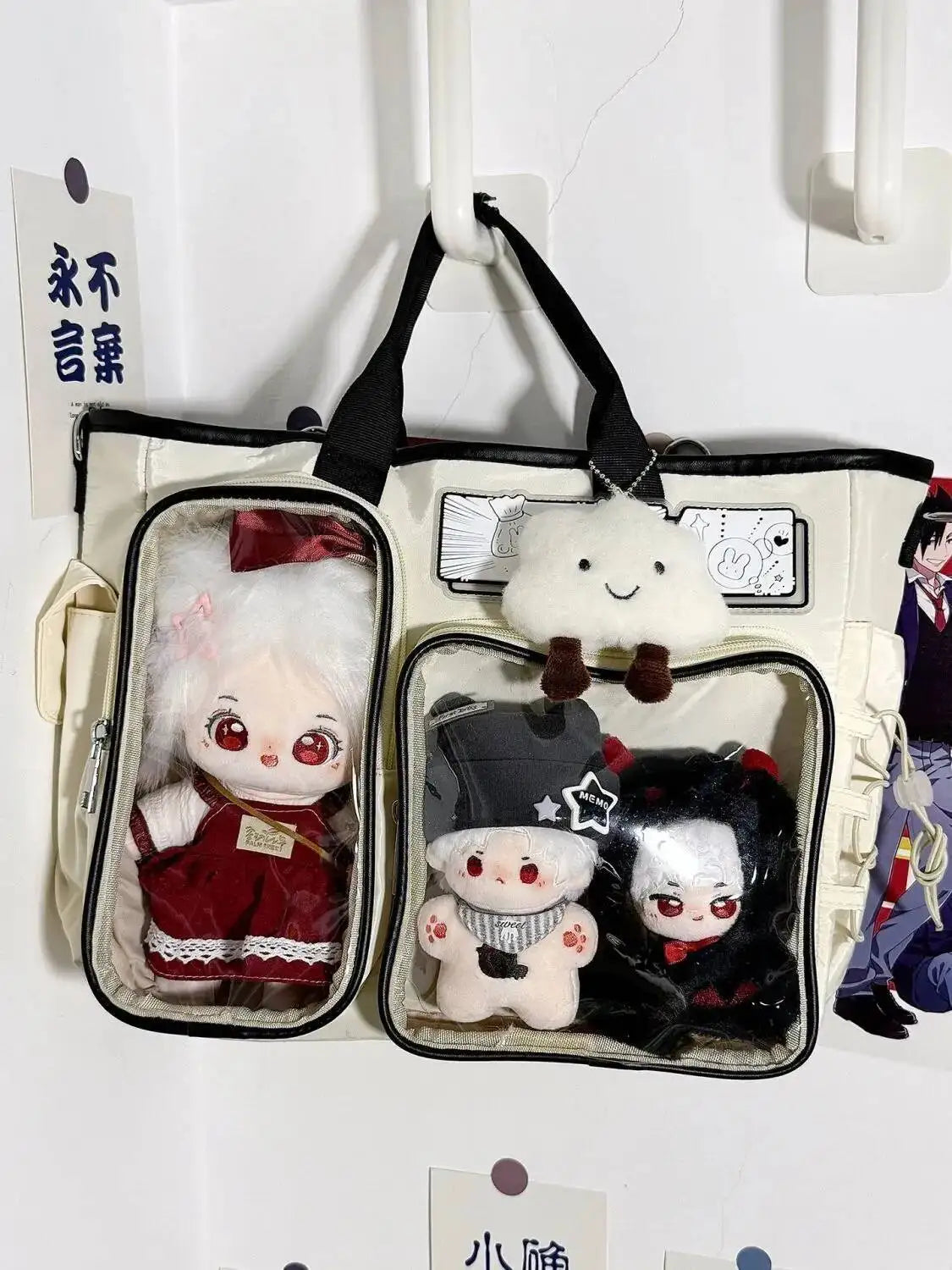 New Y2K Cute Ita Shoulder Bag Large Capacity Backpacks Lolita Girl Transparent Cosplay Handbags DIY Badge Display Crossbody Bags