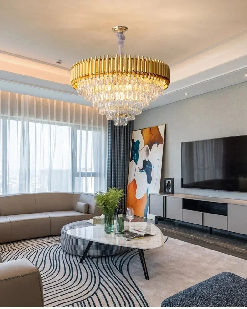 Luxury Crystal Pendant Lamp Modern Villa Living Room Lights Lustre Home Interior Decoration Dining Table Loft Ceiling Chandelier