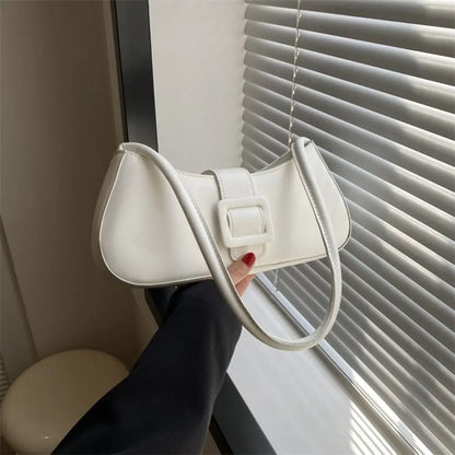 PU Leather Underarm bag Women Korean Style Large Capacity Half-moon Tote Bag Minimalist Armpit Pouch Ladies Luxury Handbags