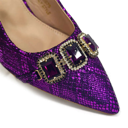 Newest Style Teal Sky Color Platform Design Peep Toe Ladies Shoes Matching Bag Set For Mature Women Heel Party Pump