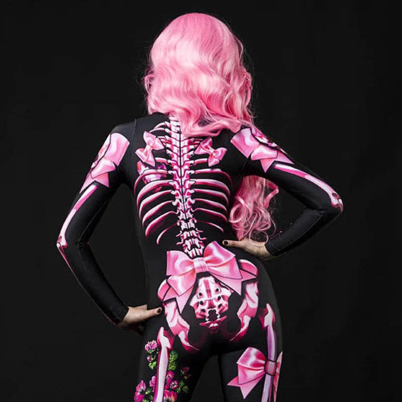 Halloween Scary Cosplay Skeleton Rose Sexy Women Devil Vampire Jumpsuit Party Carnival Scary Costume Baby Girl Day of The Dead