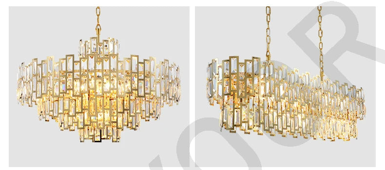Luxury Dining Living Room Chandelier Modern Round Ceiling Pendant Lights Interior Decoration Golde Crystal Led Ceiling Light