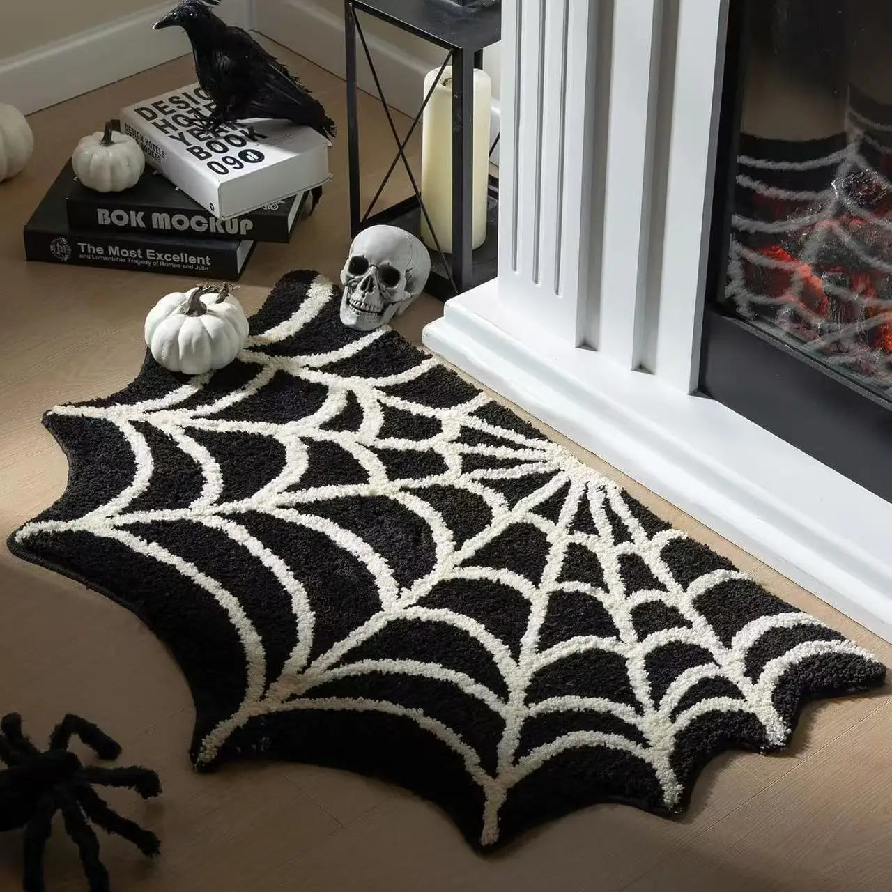 VIAKMA Halloween Spider Web Decorative Carpet Bathroom Non Slip Absorbency Foot Mat Living Room Porch Bedroom Door Mat