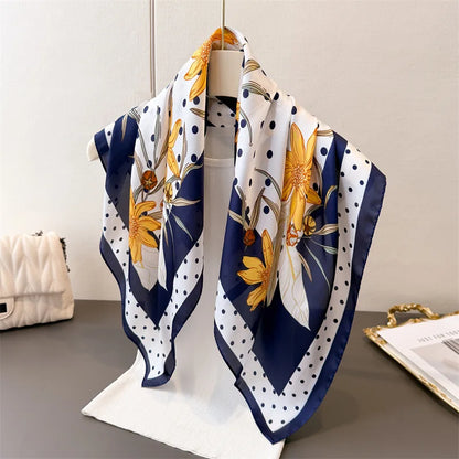 70*70cm Zebra Stripes Print Head Scarf for Women Silk Square Scarves Foulard Bandana Fashion Decorate Hijab Female Neckerchief