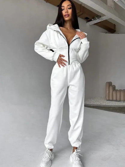 European and American Style Hooded Waist-Cinching Women's Set 2025 New Ins Trendy Brand Slimming Sporty Casual Women's Clothing
