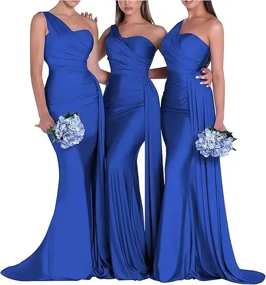 One Shoulder Mermaid Bridesmaid Dresses Corset Back Formal Evening Party Gowns 2026 Prom Graduation Dress Customized