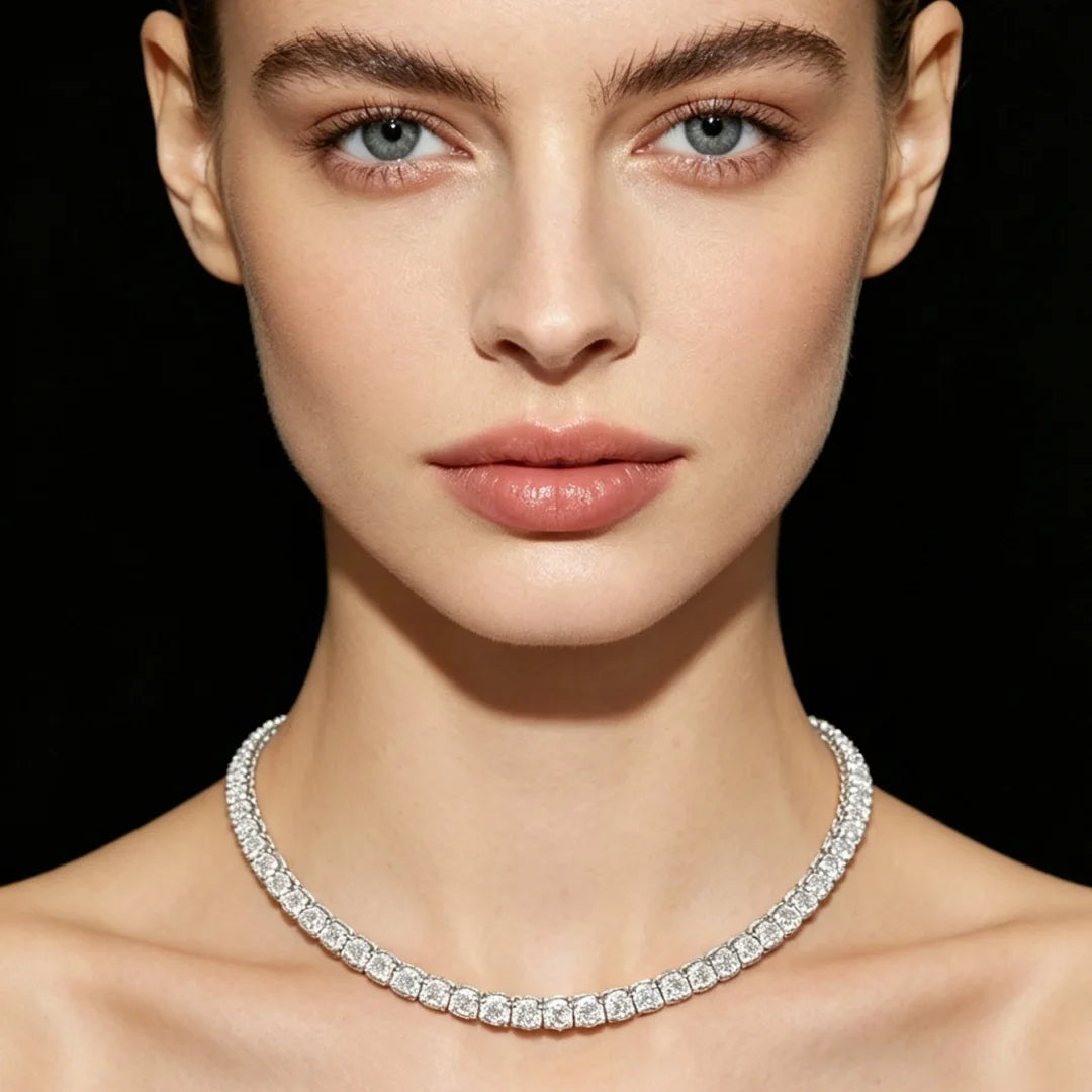 D VVS1 Moissanite Tennis Necklace 100% 925 Sterling Silver 2-6mm Classics with GRA Necklaces for Women Man Wedding Jewelry Gifts