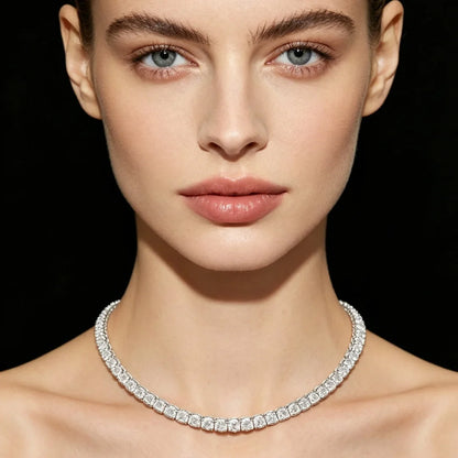 D VVS1 Moissanite Tennis Necklace 100% 925 Sterling Silver 2-6mm Classics with GRA Necklaces for Women Man Wedding Jewelry Gifts