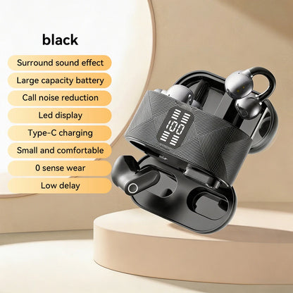 Couples Double Open Ear Clip Bluetooth Headset HiFi Subwoofer Long Battery Life Digital Fashion Plating Wireless In-Ear Earplugs