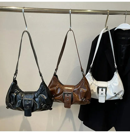Y2K Retro Pleated Hobo Shoulder Bag for Women Hot Selling Maillard Style Underarm Bag Clutch Handbags for Travel Work Shopping