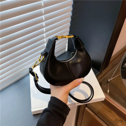 Simple Y2K Pu Leather Handbag Solid Color Minimalist Style Crossbody Bag Coin Purses Half-moon Crescent Bag Ladies