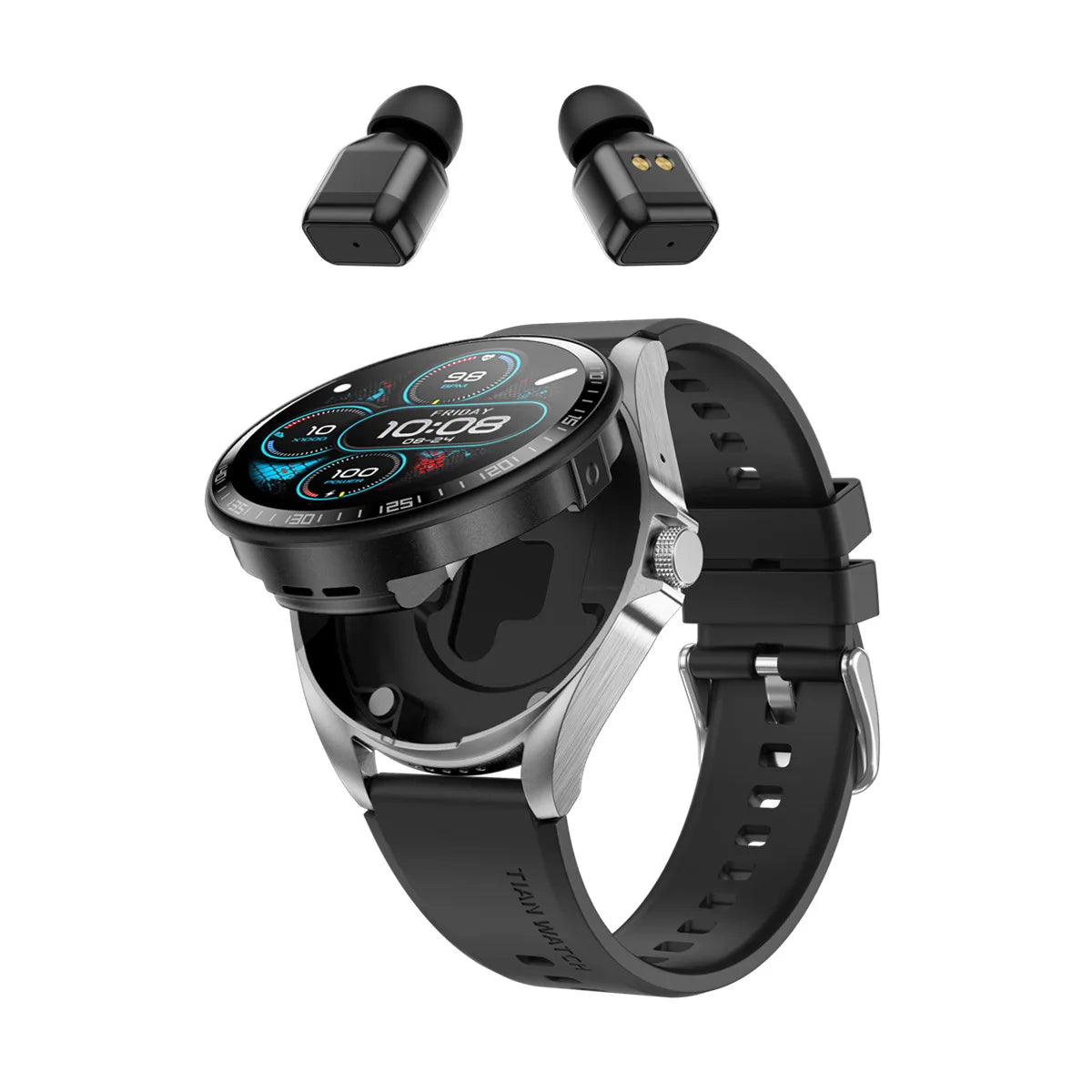 Smart Watch 2 in 1 with Headphones AI Voice Assistant Bluetooth Call Health Monitor DIY Wallpaper 1.46inch HD Screen Wristwatch