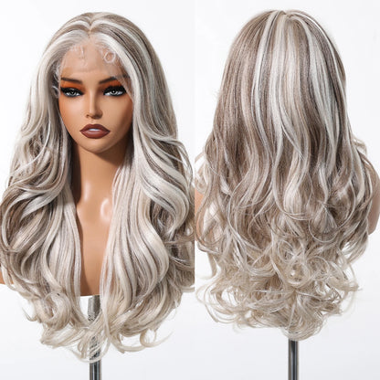 13*6 Lace Front Synthetic Wigs for Black Women Brown Copper 26 Inches Long Wavy Curly Wigs With Baby Hair Natural Hairline Wigs