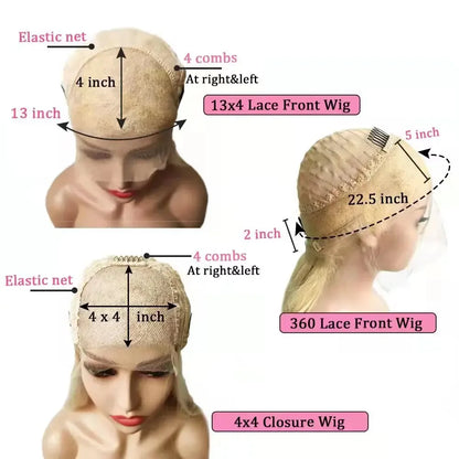 Highlight Wig Human Hair Ash Blonde Highlights Brown 13x4 Lace Front Wig Water Wave Human Hair Women's Wigs Soft Preplucked Wig