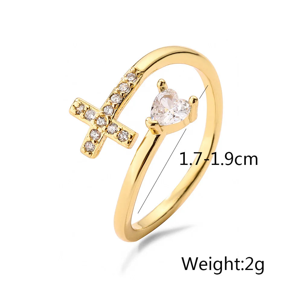 NEWBUY New Fashion Clear Shiny CZ Zircon Cross Evil Eye Rings For Women Girl Finger Accessories Party Jewelry Gift