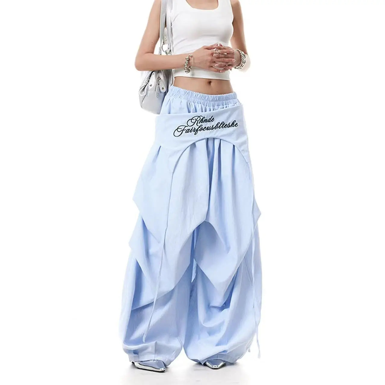 Women Y2K Wide Leg Cargo Pants 2026 Spring Cross-layer Straps Casual Hip Hop Dance Streetwear Trousers Baggy Vintage Fashion