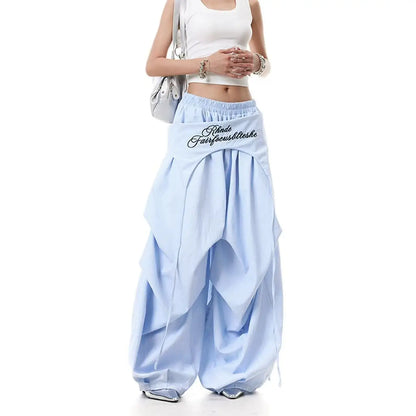 Women Y2K Wide Leg Cargo Pants 2026 Spring Cross-layer Straps Casual Hip Hop Dance Streetwear Trousers Baggy Vintage Fashion