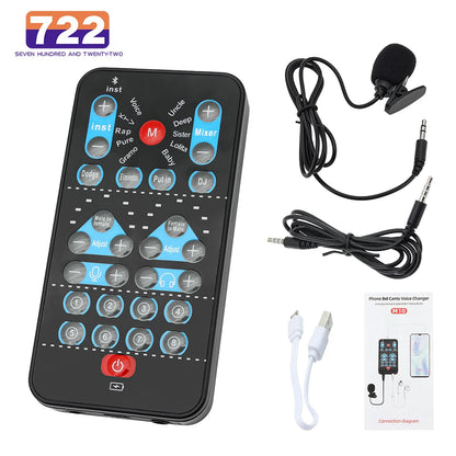 M10 Voice Changer Device Karaoke Sound Card Male Female Voice Switch Portable Sound Changer Card Fine Tuning for Live Music