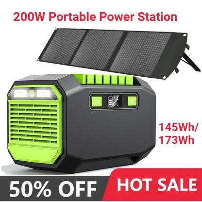 145Wh/173Wh 200W Portable Power Station 220V/110V Solar Generator Outdoor Emergency Mobile Power Bank For Camping Power LED