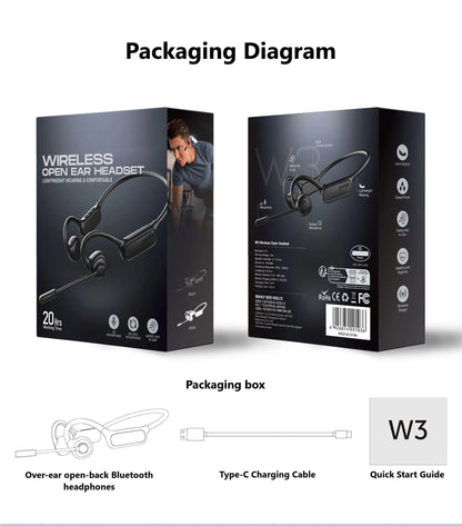 Open-Ear Headsets with Noise Canceling Boom Microphone Lightweight Bluetooth Wireless Headphones for Trucker Office Call Center