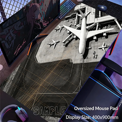 Aircraft Cockpit Design Extended Desk Mat Non-slip Mouse Pad Stitched Edge for Home Game Office Study Laptop Computer Table Pad