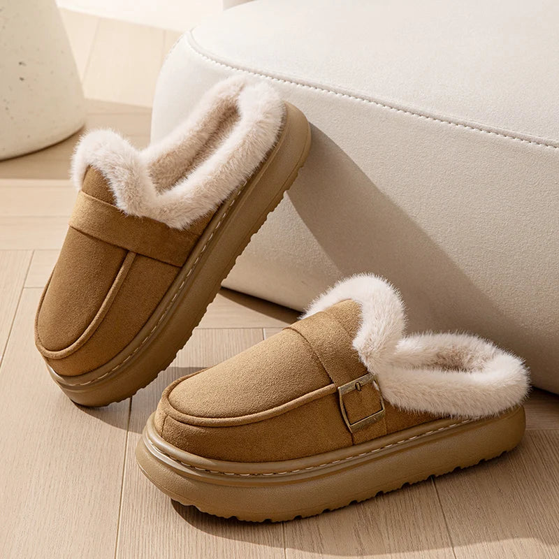 Casual Women's Home Slippers Winter Plush Luxury Designer Woman Shoes Indoor Fluffy Platform Fuzzy Fur Slides Elegant Flats Warm
