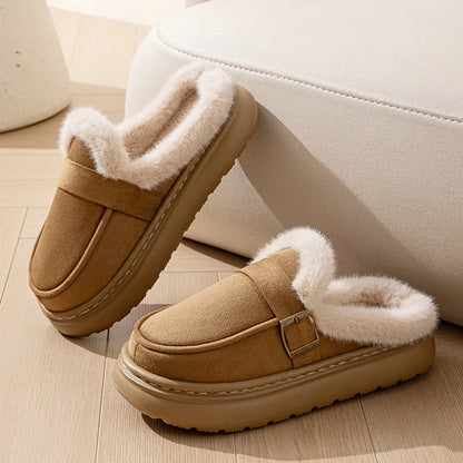 Casual Women's Home Slippers Winter Plush Luxury Designer Woman Shoes Indoor Fluffy Platform Fuzzy Fur Slides Elegant Flats Warm