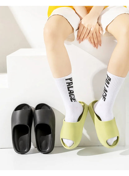 Evshine Women's Coconut Slippers Cloud Thick-soled Sandals Summer Fashion Soft Bottom Men Beach Shoes EVA Non-slip Bath Slides