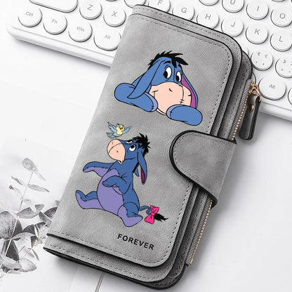 Winnie the Pooh Long Zip Wallet Multi-Card Cute Cartoon Pattern Soft Texture Wallet for Women Large Capacity Lady Clutch Bag