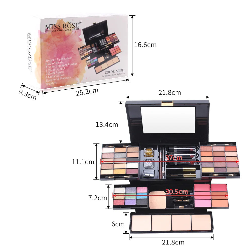 Professional Makeup Set Box Matte Glitter Eyeshadow Foundation Powder Kit Blush Women Multi-functional Palette Cosmetic Case