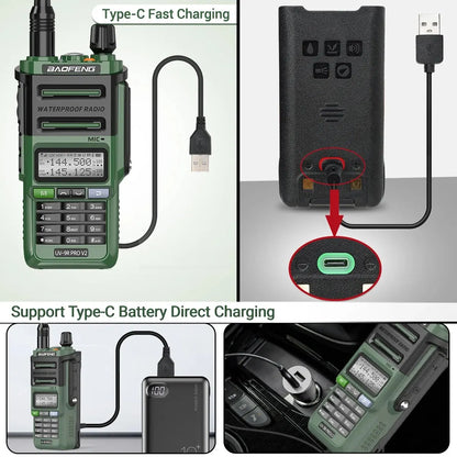 Baofeng UV 9R Pro V2 IP68 Waterproof Walkie Talkie Tri-Power Type-C Charger Dual Band Ham CB Radio Two Way Radio of UV 9R Plus