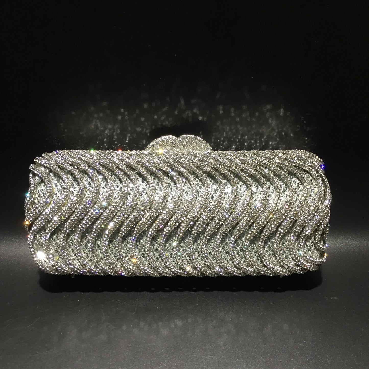 Luxury luxury crystal clutch bag elegant S-shaped striped wallet bridal wedding party ladies evening bag