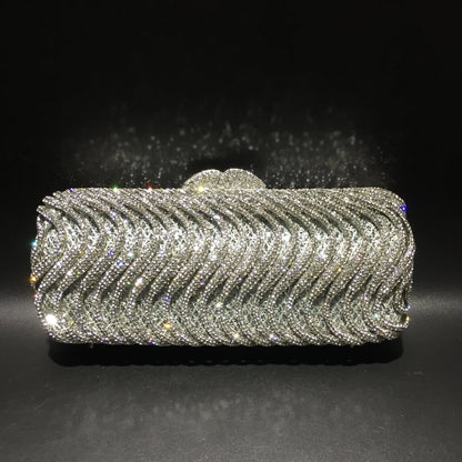 Luxury luxury crystal clutch bag elegant S-shaped striped wallet bridal wedding party ladies evening bag