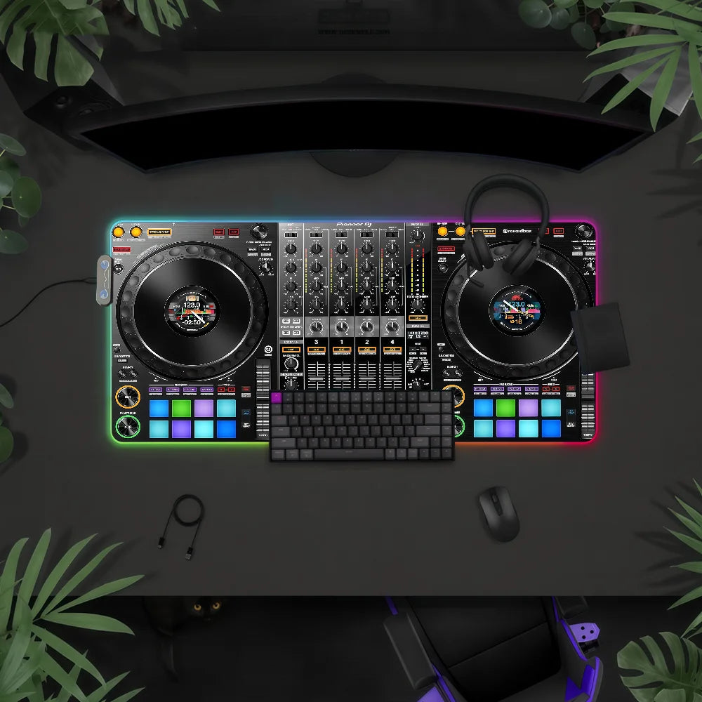 Music Pioneer DJ  Mouse Pad Waterproof RGB LED Light Colorful Game Keyboard Non-slip Cover Desk-mat Surface