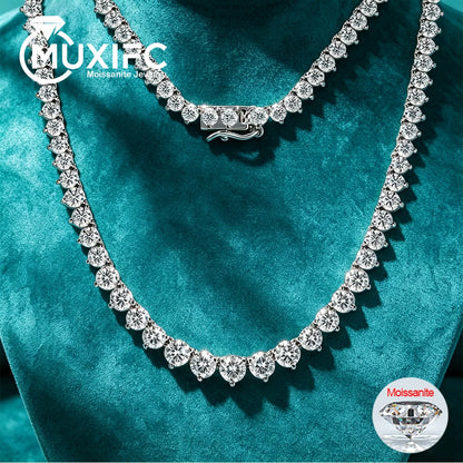 3 Claw D VVS1 All Moissanite Tennis Necklace for Women Men S925 Sterling Silver 18k White Gold GRA Certified Wedding Necklaces
