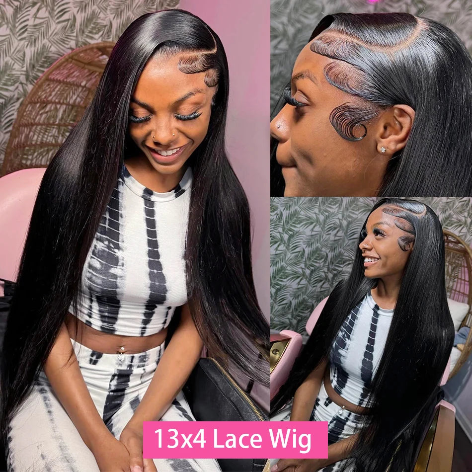 40 Inch 13x6 Hd Straight Lace Frontal Wigs Transparent Brazilian Lace Front Human Hair Wig For Women 360 Full Lace Wig