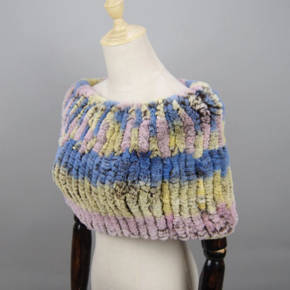 Hot Sale Women Real Rex Rabbit Fur Shawl Natural Real Knitted Real Rex Rabbit Fur Poncho Scarf Autumn Winter Rabbit Fur Pashmina