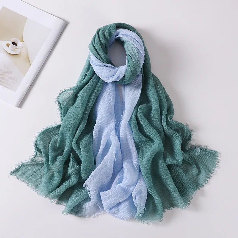 180*90cm Gradient Cotton Linen Women Muslim Hijab Scarf Woman Islamic Arab Shawl Wrap Head Scarves Ready To Wear Headscarf