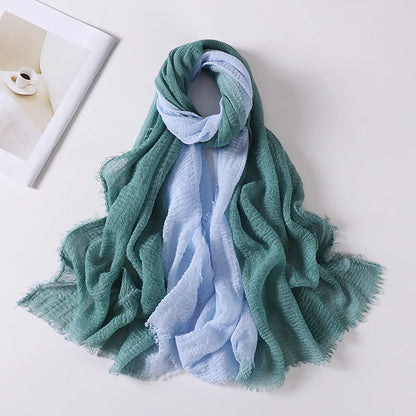 180*90cm Gradient Cotton Linen Women Muslim Hijab Scarf Woman Islamic Arab Shawl Wrap Head Scarves Ready To Wear Headscarf
