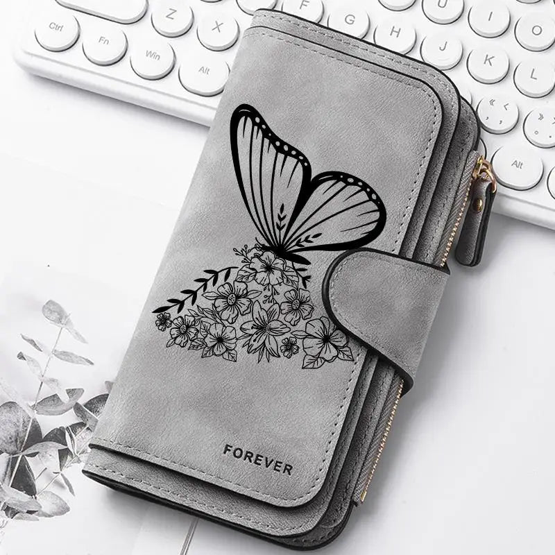Heart-Shaped Animal Paw Butterfly Print Design Women Wallets Card Coin Wallet for Girls Purse ID Wallets Female Coin Purse Gift