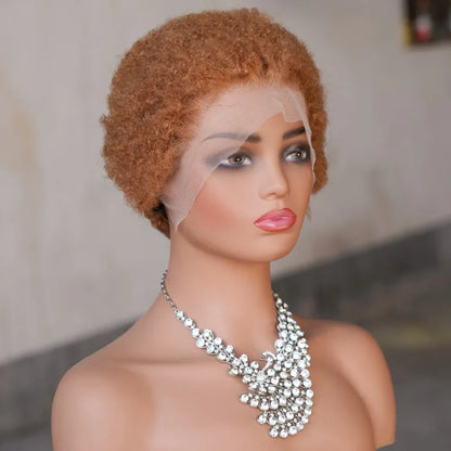 13x4 Lace Frontal Human Hair Pixie Wigs Brazilian Afro Kinky Virgin Remy Curly Afro Wig High Quality Comfortable Soft Natural