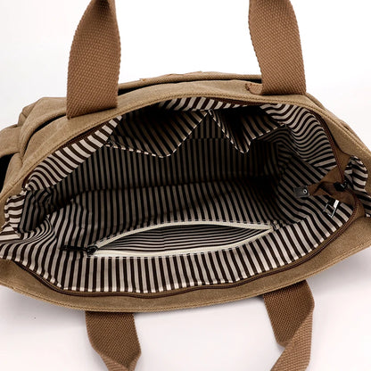 High Capacity Top-Handle Bag For Women Shoulder CrossBody Bag Vintage Canvas Ladies Tote Messenger Bag Female Travel Handbag
