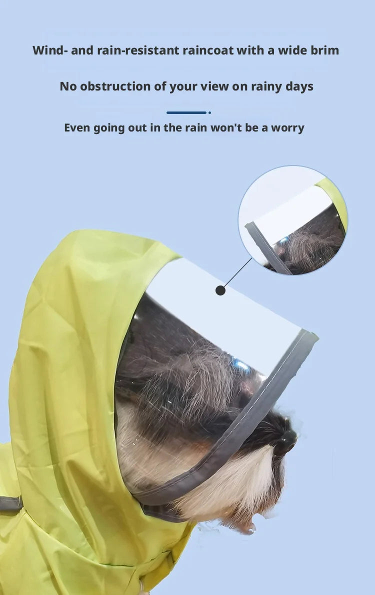 Reflective Dog Raincoat with Clear Hood, Waterproof 4-Legged Pet Rain Jacket for Small Medium Dogs