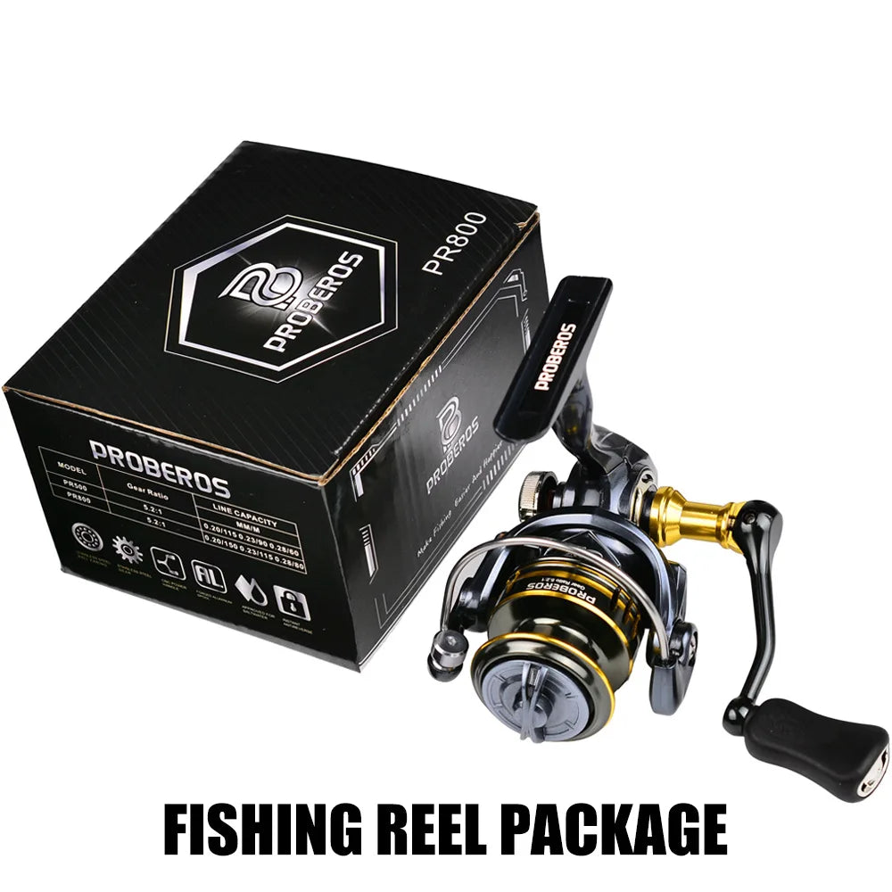 Spinning Fishing Reel 800 Size 5.2:1 7+1BB 8KG Max Drag CNC Metal Handle Deep Spool Long Cast Saltwater Rock Lure Fishing Reel