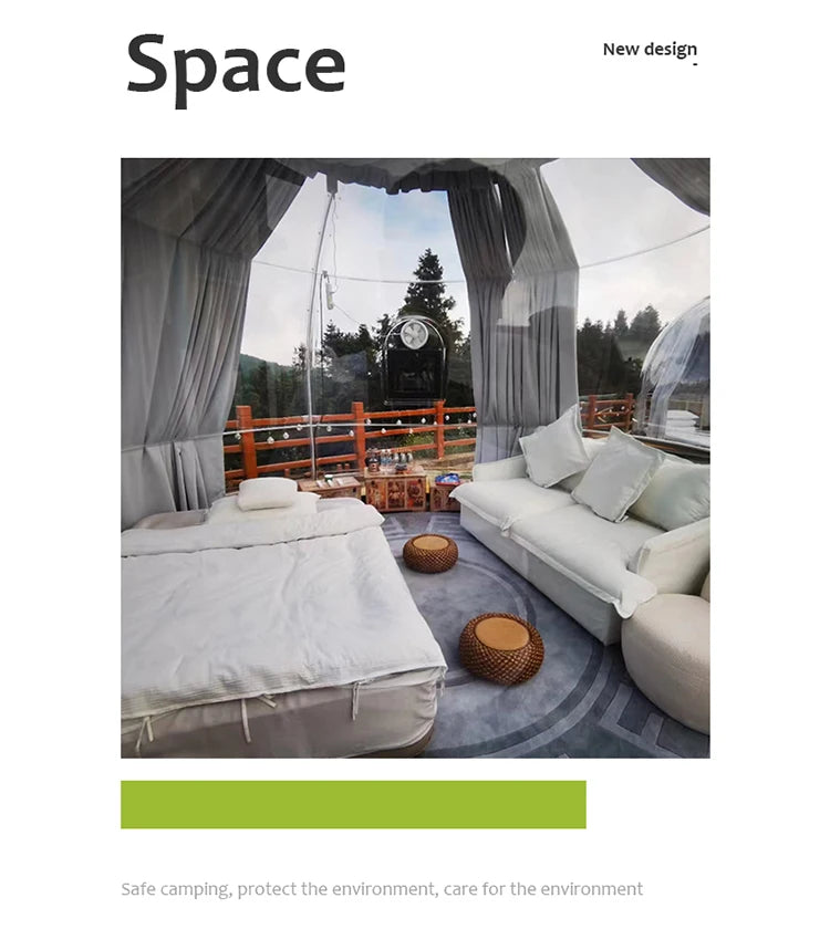Prefab Polycarbonate Winter Geodesic Clear Dome Tent Green Dome House