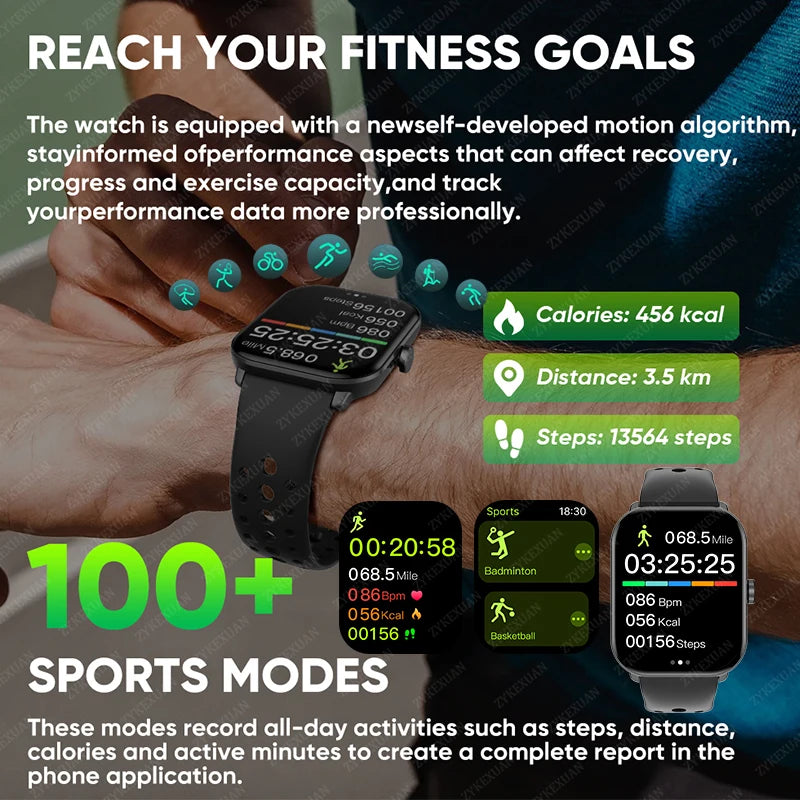 New Watch 5 Sports Smart Watch Men Women 2.01" AMOLED Screen Fitness Tracker Heart Rate ECG Waterproof GPS Track Call Smartwatch