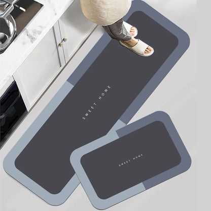 Super Absorbent Kitchen Floor Mat Crystal Velvet Pad Bath Pad Anti-Slip Carpet Kitchen Mats Wipeable Wash Long Strip Carpet