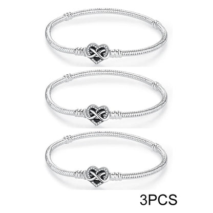 925 Sterling Silver Bracelets Bangles Original Love Heart Clasp Charms Beads Snake Chain Luxury DIY Jewelry For Women Gift